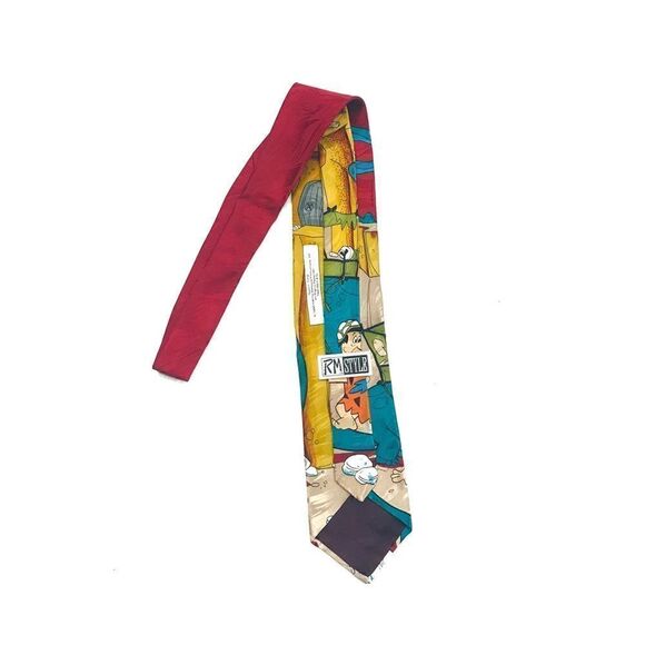 Vintage RM Style 1993 Hanna Barbara Flintstones “Quittin’ Time” Silk Tie - Picture 4 of 6